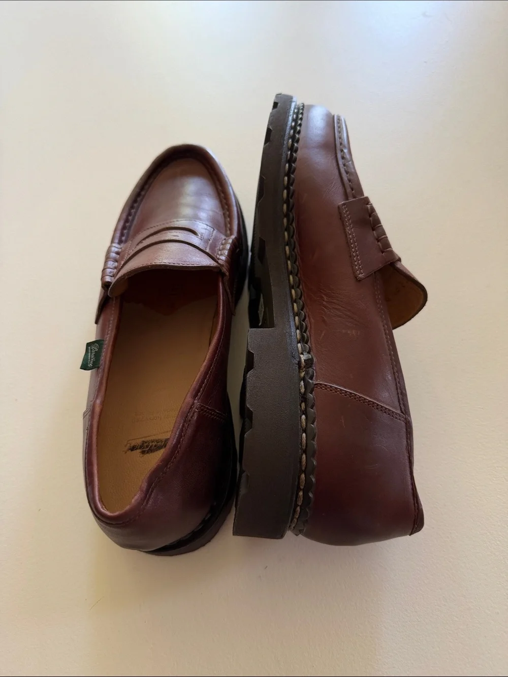 Paraboot Men’s Brown Leather Penny Loafers Sz 9.5.  New. Box28